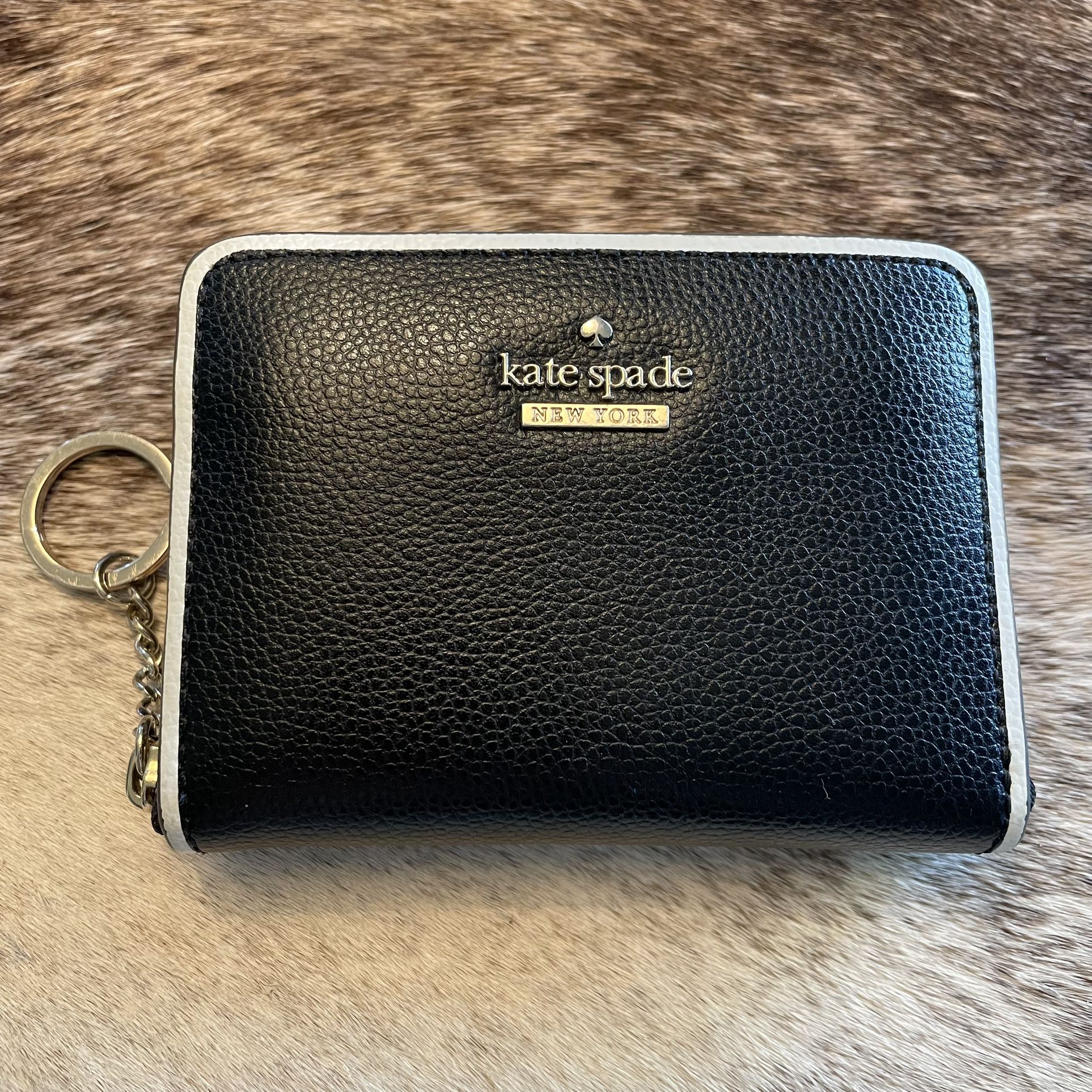 Kate Spade Small Wallet - Black Leather with White Trim