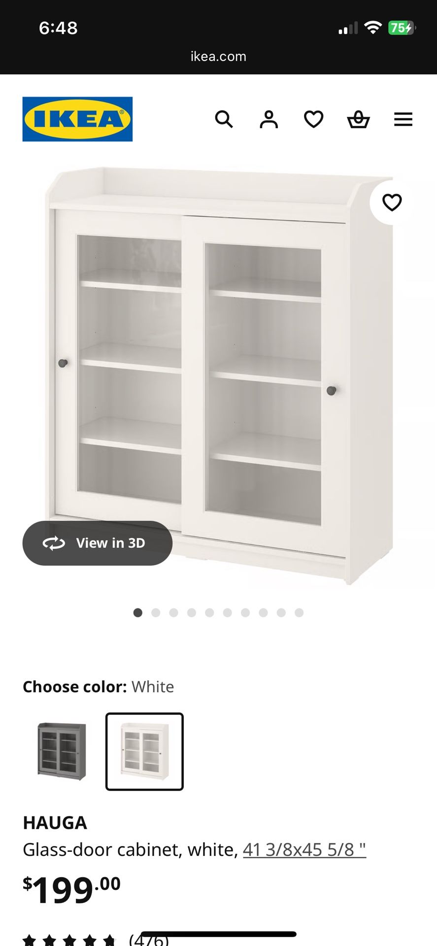 Ikea Hauga Glass-door cabinet, white