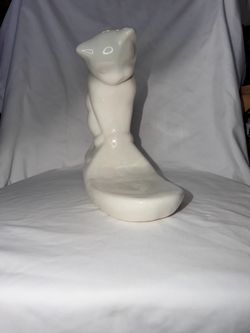 Vintage White Ceramic Cat Ring Holder Trinket Dish