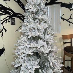 Haute decor 7.5’ pre-lit LED flocked Churchill Fir artificial Christmas tree color changing lights