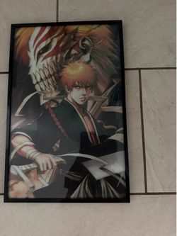 Bleach 3D Lenticular Poster Framed Ichigo Kurosaki Anime Wall Framed 11x17