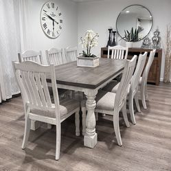 84” Wood Dining Table & 8 Chairs | Ashley Furniture 