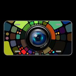 License Plate Novelty Car Front Lens Camera Colorful Background