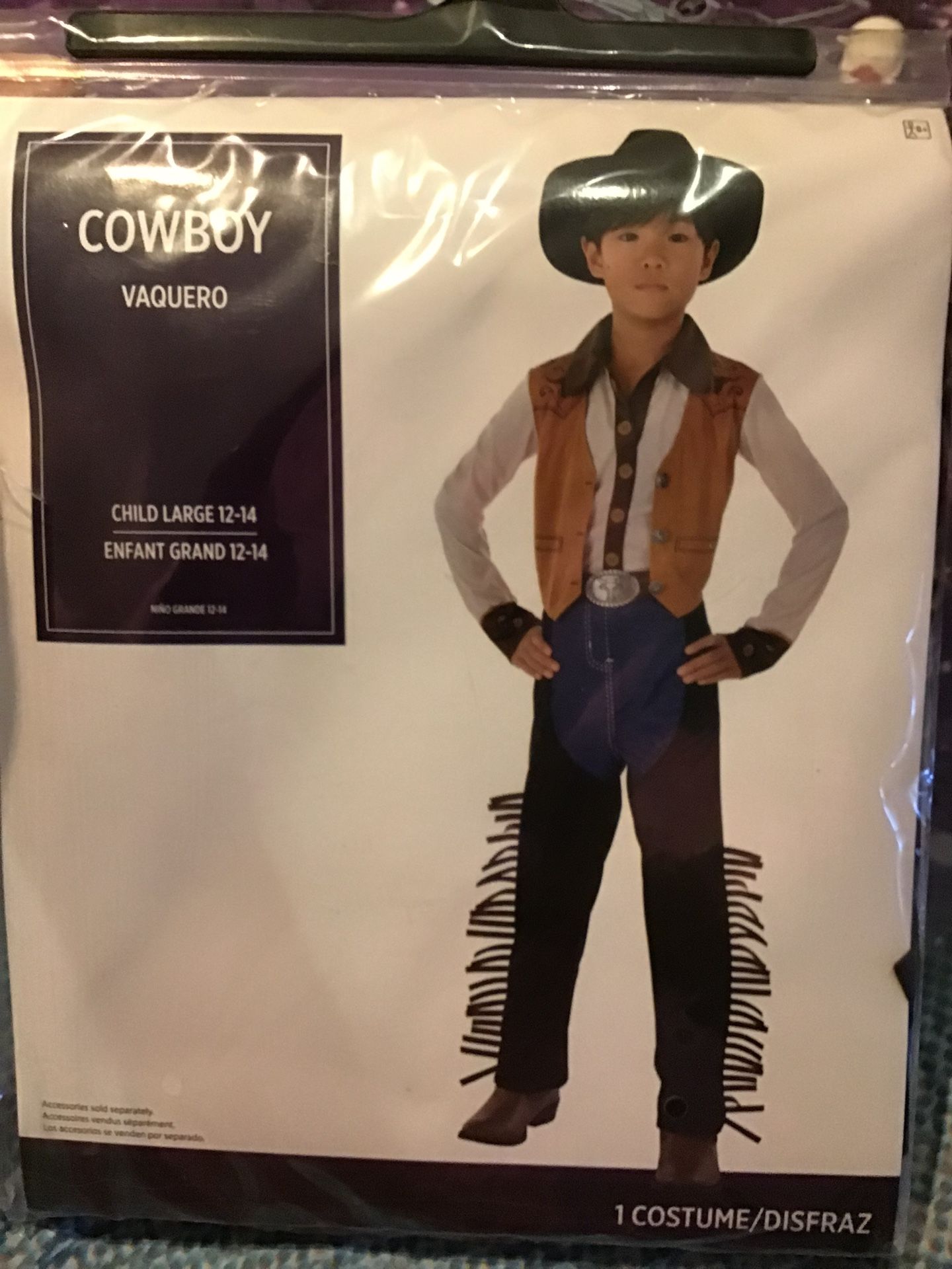 Cowboy Costume Child Size Large 12-14-NEW