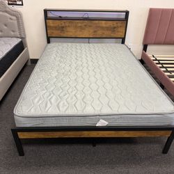 Queen Bed With Mattress Included Led Lights And Plug Ins 
