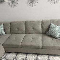  Beige Sectional Couch (ONLY) For Sale 