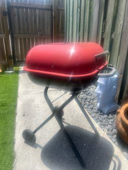 Red charcoal grill