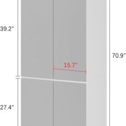 🥨FUFU&GAGA Wardrobe with Mirror Doors, White Bedroom Armoire with Shelves, Hanging Rod, Mirrored Closet Modern Clothes Storage Cabinet for Guest Room