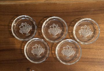 Antique intaglio salt cellar cut glass pieces