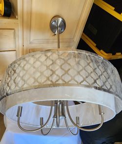 Pendant Chandelier- 6 Lights. Brush Nickel Hi