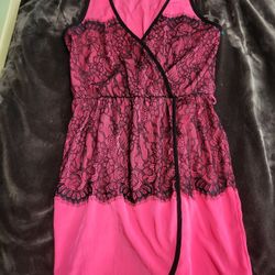 Neon Pink And Black Lace Mini Dress! Size Medium! Perfect for a night out!  
