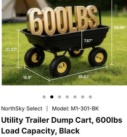 Boxed unopened; New Hvy Duty Plastic Garden Hauling Tilt Wagon Cart Truck