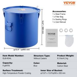Commercial Fryer Grease Bucket - 8 Gallon Capacity - Blue - New