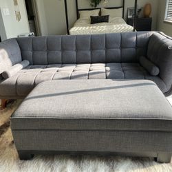 Large Gray Ottoman With Storage 