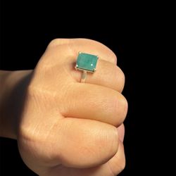 Pre-Owned 3.5ct Natural Emerald Ring 925 Sterling Silver Size 8