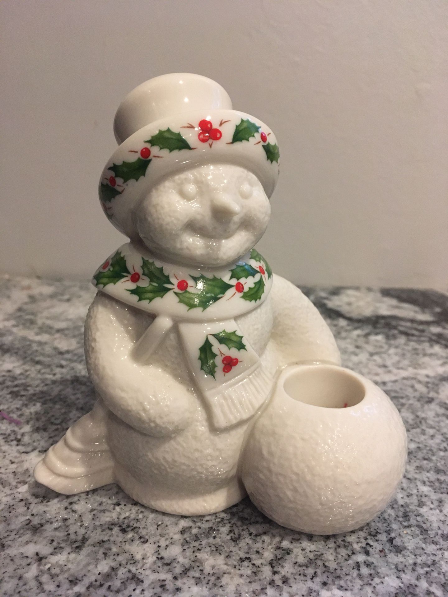 Adorable Lenox Holiday Snowman Candle Holder Made in USA