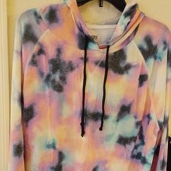 Ladies Large Tye-dye Pullover Pink Hoody Sweater 