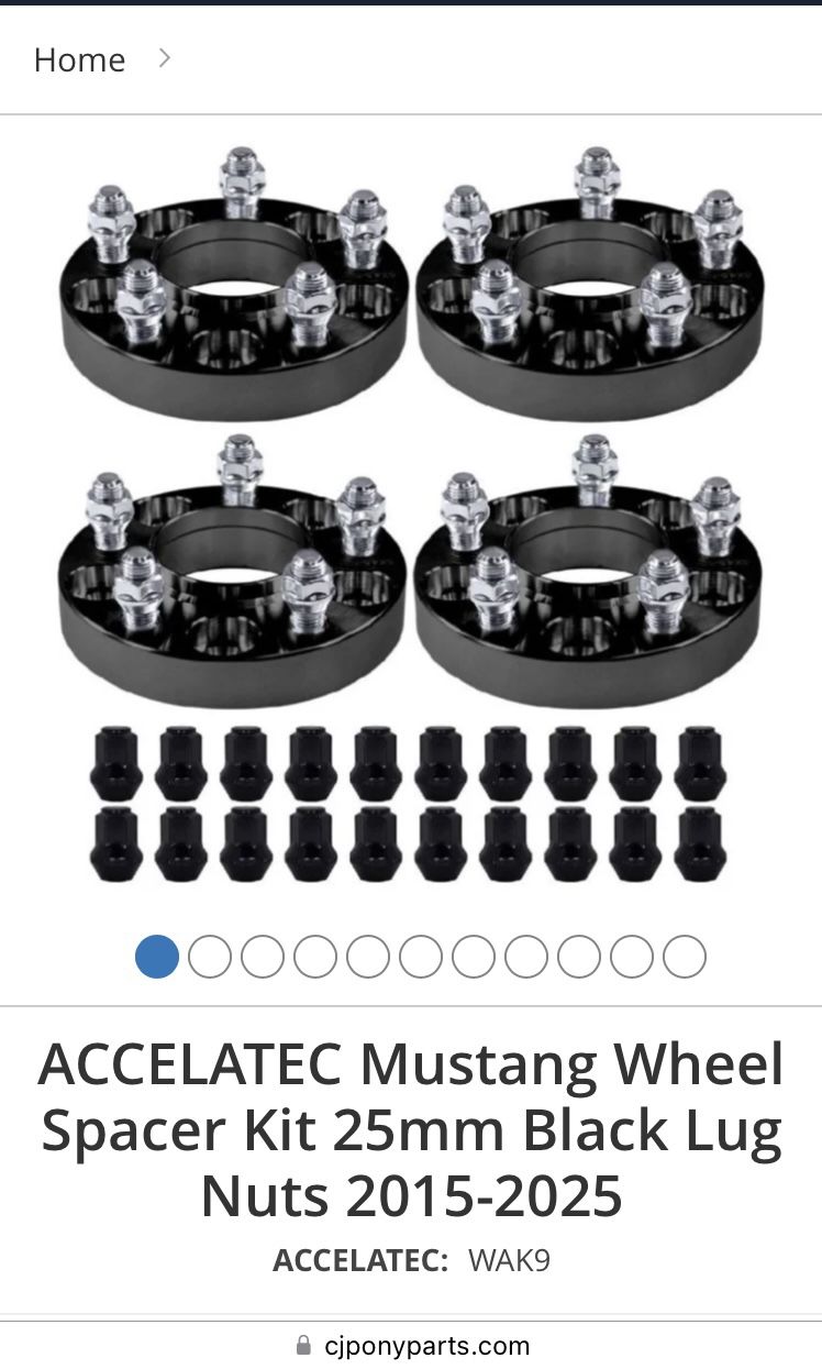 ACCELATE Mustang Wheel spacer Kit w/ Black Lug Nuts
