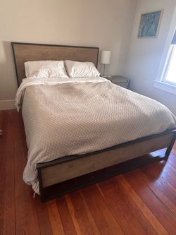 Queen Bed Frame with Night Stand both from Living Spaces