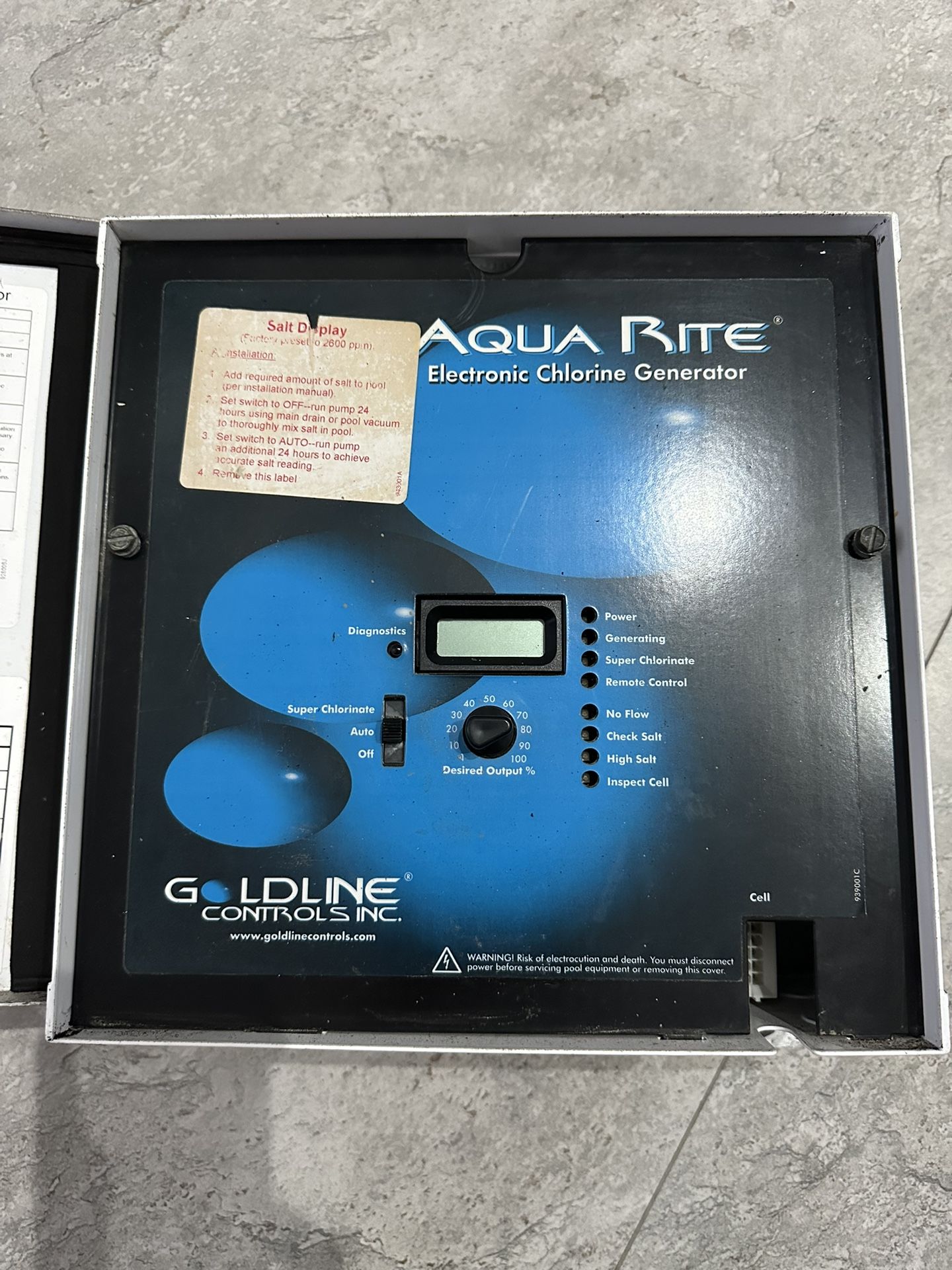 Que Rite System For Parts Only - Hayward Aqua Rite Electronic Chlorine Generator for ...
