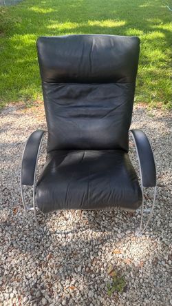 Vintage Percival Lafer “Billie” Black Leather Reclining Lounge Chair Mid Century Modern – 1980s/2001