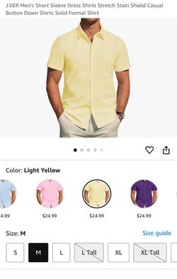 Men en's Short Sleeve Dress Shirts Stretch Stain Shield Casual Button Down Shirts Solid Formal Shirt