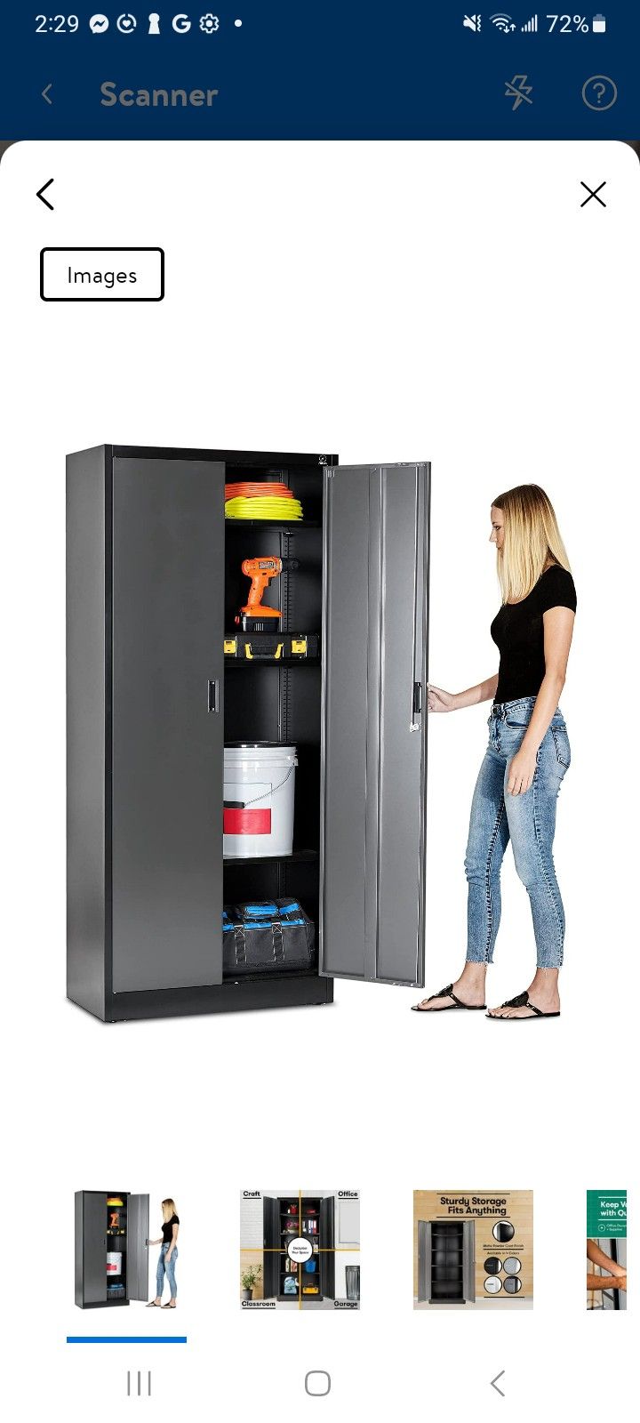 Fedmax Heavy Duty Metal Garage Storage Cabinet - 71" Tall Large Steel - Black and Silver