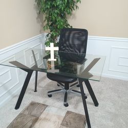 Glass Computer Table And Chair