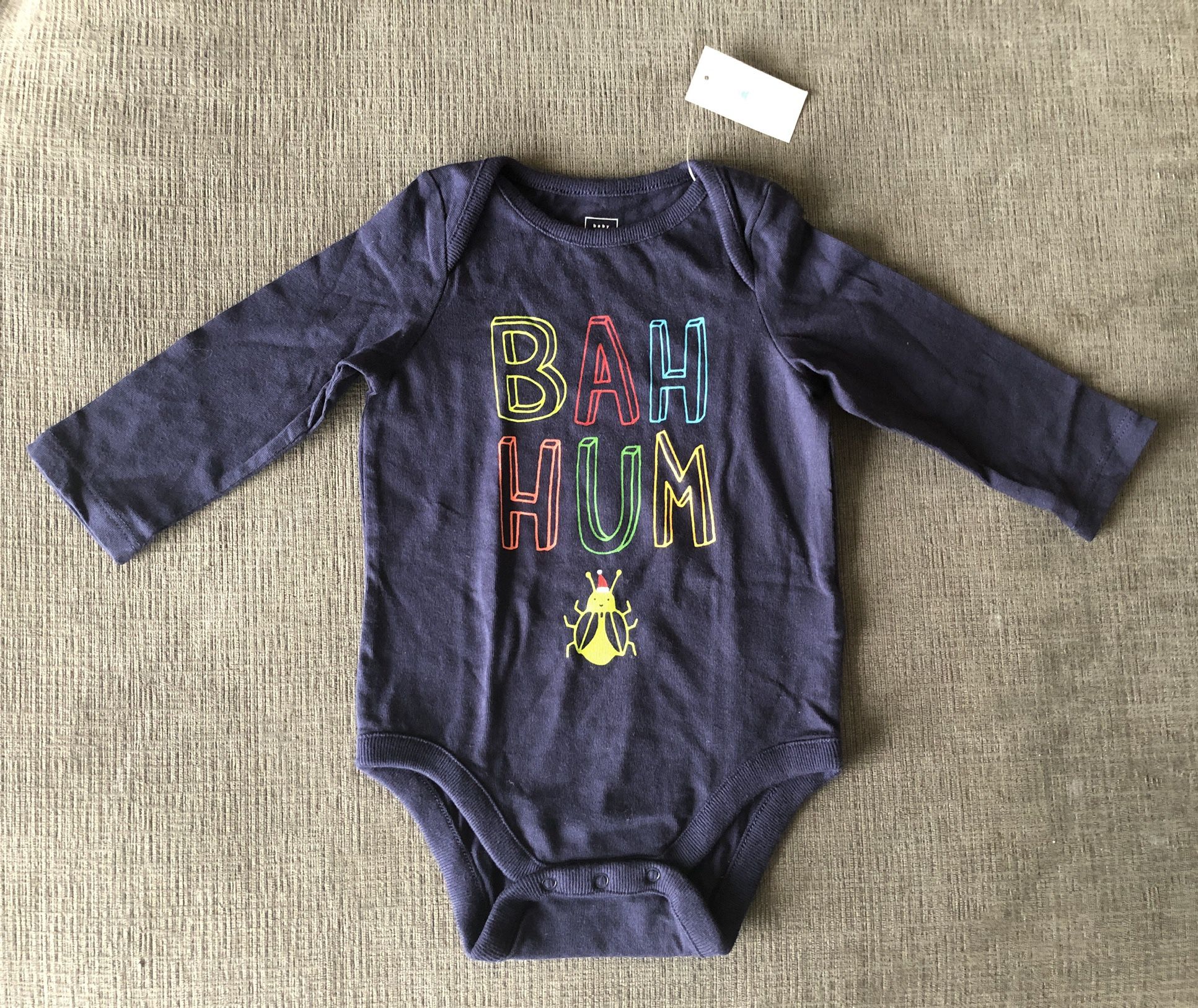 BabyGap Bah Hum Bug Christmas Holiday Onesie Infant Baby Size 6 to 12 months