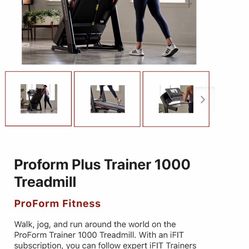 Treadmill Proform 1000  Recently Assembled WiFi Touchscreen 12 Speed  12 Incline Firm 549$