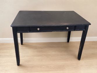 Black Wood Writing Desk with Drawers