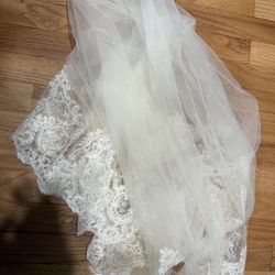 Beige wedding veil
