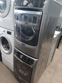 MAYTAG MAXIMA GRAY FRONT LOAD WASHER AND ELECTRIC DRYER SET