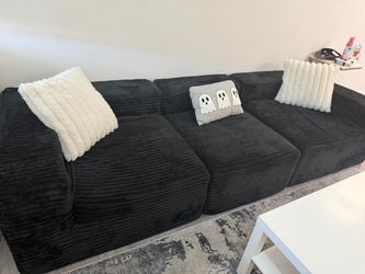 Black boneless corduroy couch