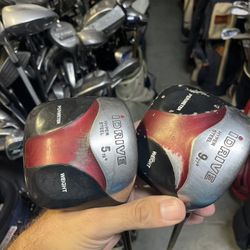 I drive 5 and 9 wood in right handed  Graphite and steel shafts  Used