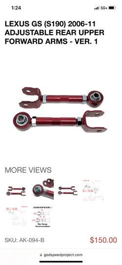 2006-12 Lexus GS/IS GOD SPEED ADJUSTABLE REAR UPPER FORWARD ARMS