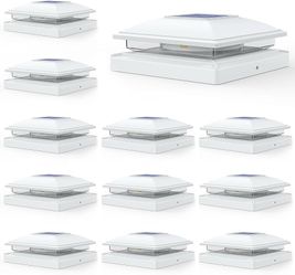 12 Pack Waterproof Adjustable (4x4, 5x5 & 6x6) White Solar Post Cap Warm/Cool Lights - Retail $90