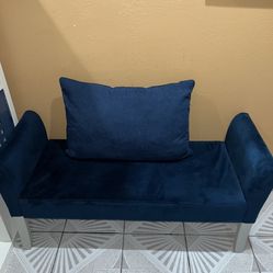 Blue Ottoman Bench And Pillow