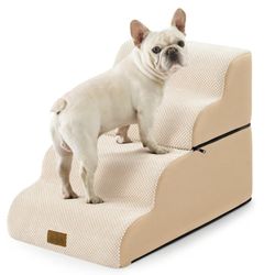 Dog Stairs for Small Dogs 19.7" H, Detached Dog Step for Puppy or Older Cat, Ramp for Bed, Sofa, Couch or Chair, Ladder with High Density Foam, 15.7x2