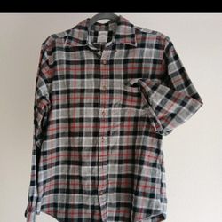 Brooks Brothers Regent Fit Flannel Shirt - Grey & Red Plaid - Men's Medium