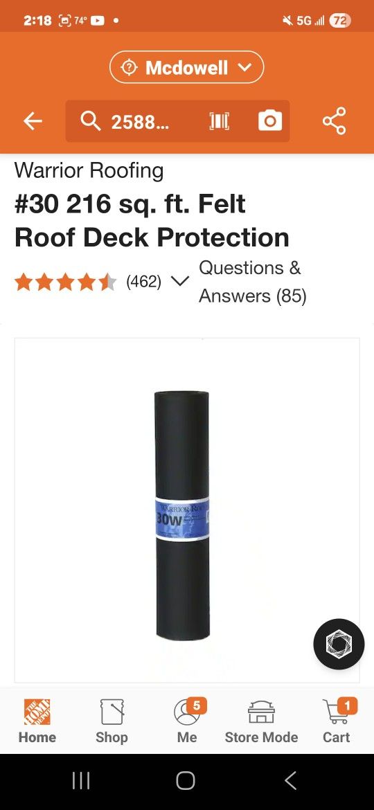 ROOF DECK PROTETION 216 Sq.ft NEW
