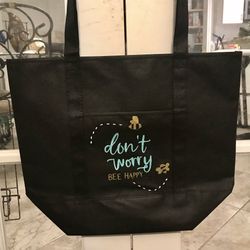 ‘Don’t Worry Bee Happy’ Black Tote Bag