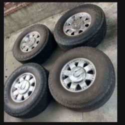 4 - 35x12.50r17LT 8x6.5 8x165.1 Stock Hummer H2 Chrome Rims Wheels Tires