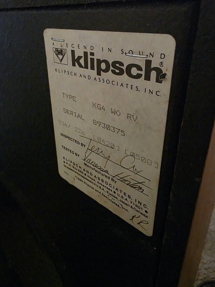 Vintage Klipsch KG4 Speakers + Technics SA-500 Receiver