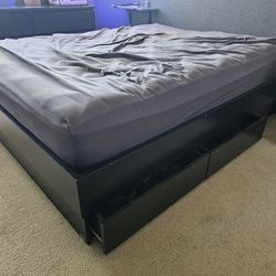 Black Queen Bed, Dresser, And Desk