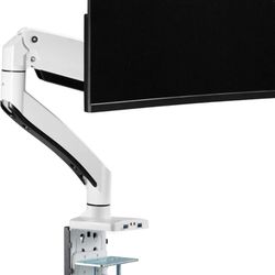 AVLT Single 17"-49" Monitor Arm Desk Mount fits One Flat/Curved/Ultrawide Monitor Full Motion Height Swivel Tilt Rotation Adjustable Monitor Arm - Whi