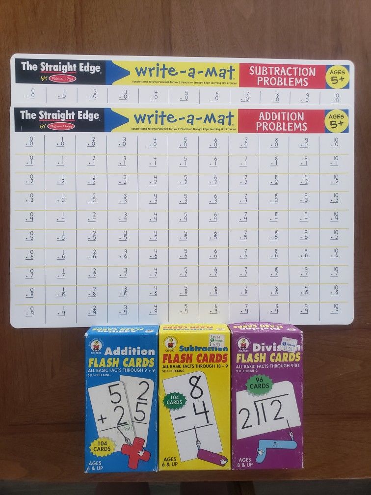 Flash Cards And Reusable Mats Teaching Addition Subtraction Division