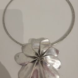 Robert Lee Morris Silver Collar Flower Necklace