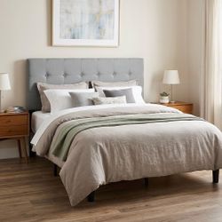 Free Delivery - $80 obo Tufted Gray king Headboard