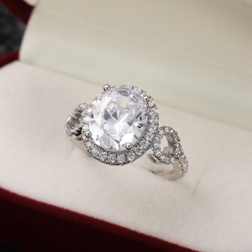 "Beautiful Hollow Oval Pure Zircon Cubic Carved Macro Pave Silver Rings, K812
 
  